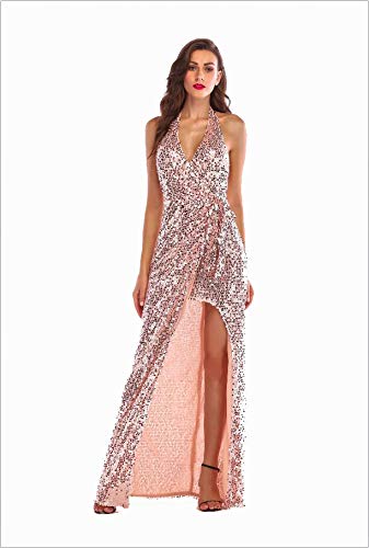 abito lungo paillettes oro