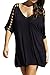 LOV ANNY Women's Casual V Neck Cutout Sleeve Loose Beach T Shirt Dress