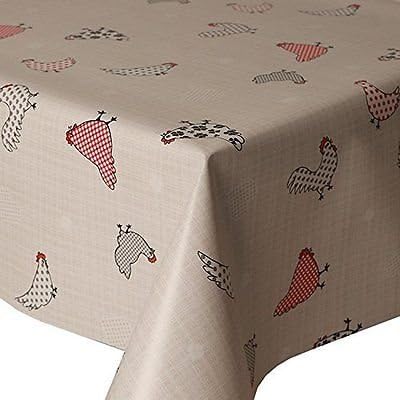 Wipe Clean PVC Tablecloth, Oilcloth, Vinyl, Modern Designs 140cm x 200cm (Chickens)