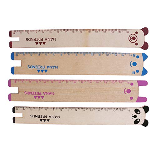 Junlinto Cute Animal Wooden Straight Ruler Measuring Tool Stationery Office School Supply-Blue