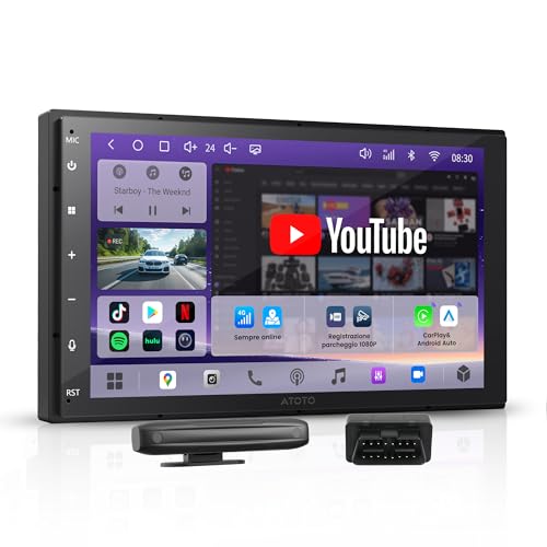 ATOTOEXCEL A7 7 Inch Android Car Stereo 2 Din, 4G LTE Built-in, Wireless CarPlay & Android Car, Hi-Fi DSP/Optical Out/4V Pre-Out, SCVC, AI DriveChat, WiFi/USB Tethering, [OBD2 Scanner Included]
