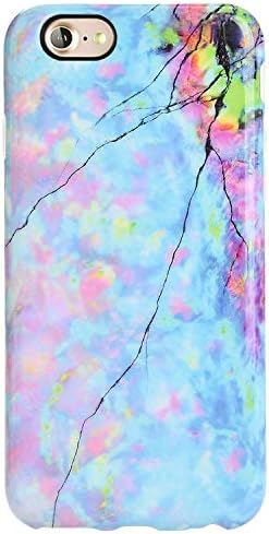 DICHEER iPhone 7 Case,iPhone 8 Case,Cute Blue Pink Opal Marble for Women Girls Slim Fit Thin Clear Bumper Glossy TPU Soft Rubber Silicon Cover Best Protective Phone Case for iPhone 7 iPhone 8