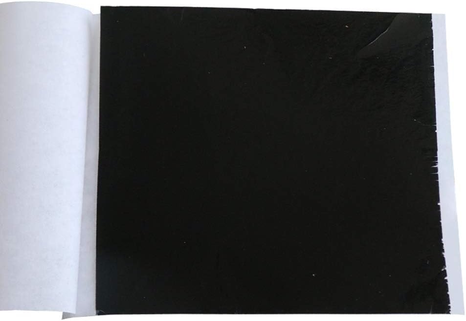 100 Sheets 5.1 by 5.3 Inches Imitation Gold Leaf Sheets - KINNO Black Foil Multipurpose for Home, Wall, Frame, Ceiling, Furniture Decoration