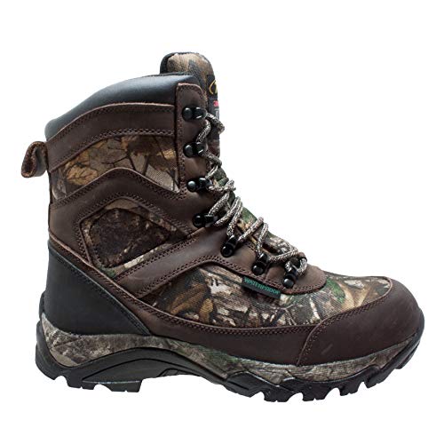 TECS Men's 9" Leather Boots: Waterproof for Hunting, Fishing, Hiking or Outdoors 400g, Camo, 12 M US