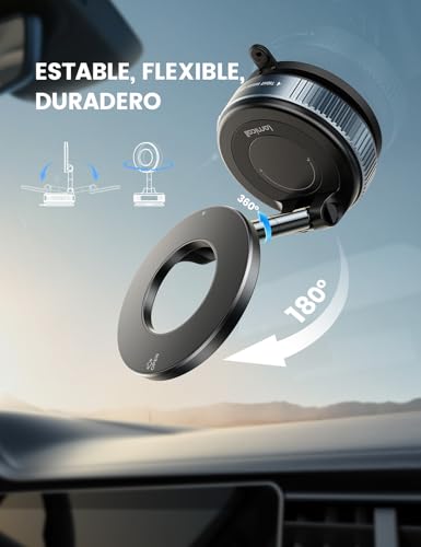 Lamicall Soporte para Celular Automovil - [Ventosa de Vacío Ultra Fuerte] para mag Safe Porta Celular para Auto, Giratorio 360° para Tablero o Parabrisas, para iPhone 17 16 15 Pro MAX, Galaxy