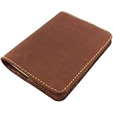 Refillable Leather Pocket Notebook - Mini Composition Cover - Fits Standard 4.5 x 3.25" Mini Composition Book (Dark Brown)