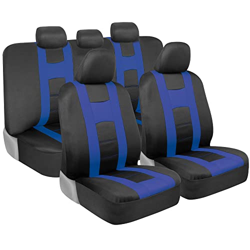 BDK carXS Seat Covers for Cars, Blue TwoTone with Matching Back Seat
