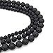 530pcs Lava Beads Stone Rock with Chakra Beads Round Black Lava Volcanic Stone Loose Beads Natural Stone Beads for Essential Oil Jewelry Making