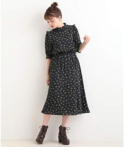 Amazon マジェスティックレゴン Majestic Legon フリルネック小花柄ワンピース 79ネイビー柄 03 M ワンピース チュニック 通販