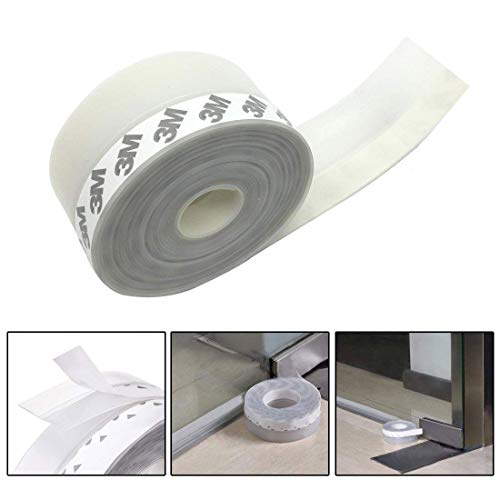 GreatBBA 45mm Translucent Self-Adhesive Silicone Rubber Weatherproof Sealing Sticker Strip, Door Bottom Draft Stoppers, Window Draught Excluder (45mm)