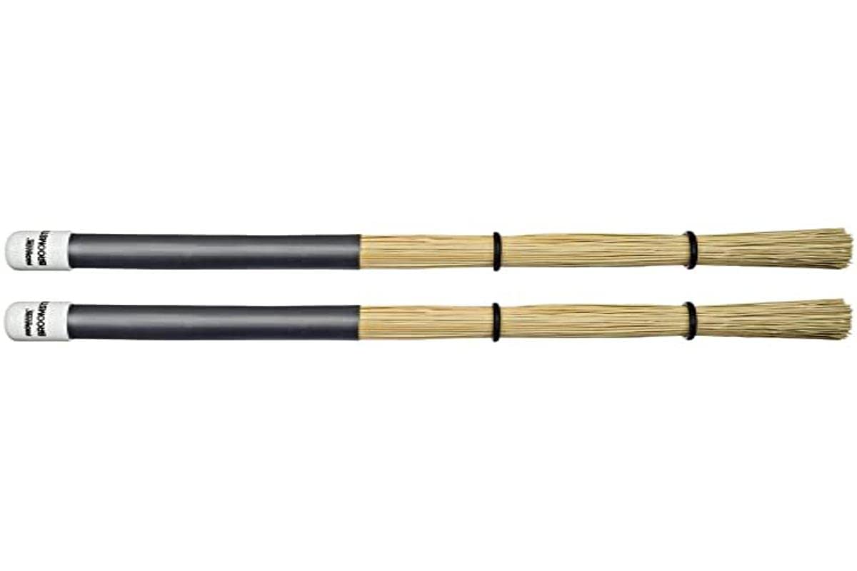 ProMark Broomsticks - Hybrid of Drum Brushes and ProMark Rods - Adjustable O-rings for Control of Bristle Spread - Handmade from Real Broomcorn - Medium - 1 Pair