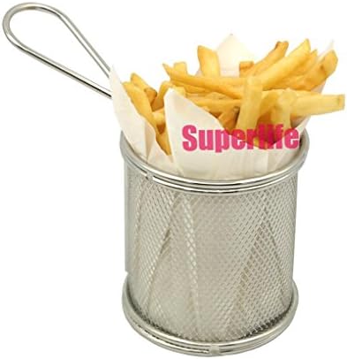 B002 Stainless Steel Mini Round Fry Basket, Present Fried Food, Table Serving