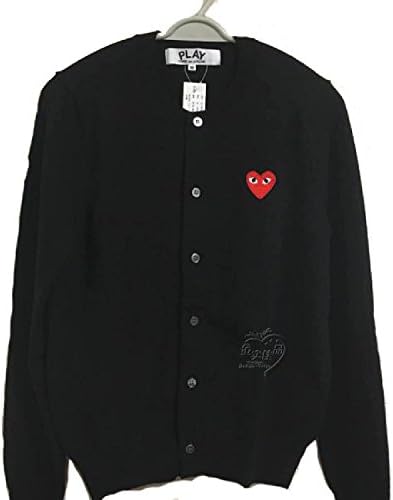 Kim Ji-kai Japanese purchasing authentic direct mail Kawakubo Ling CDGplay classic sweater wool cardigan men and women (M Female, Black Hearts)