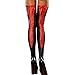 DMZing Sexy Club Women Comfortable Thigh-high Stockings Leather Lace Bow Long Socks (Red)