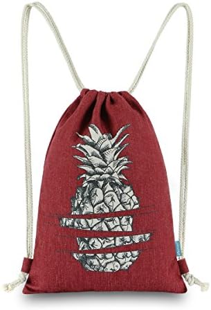 Miomao Drawstring Backpack Pineapple Style String Bag Canvas Beach Sport Daypack