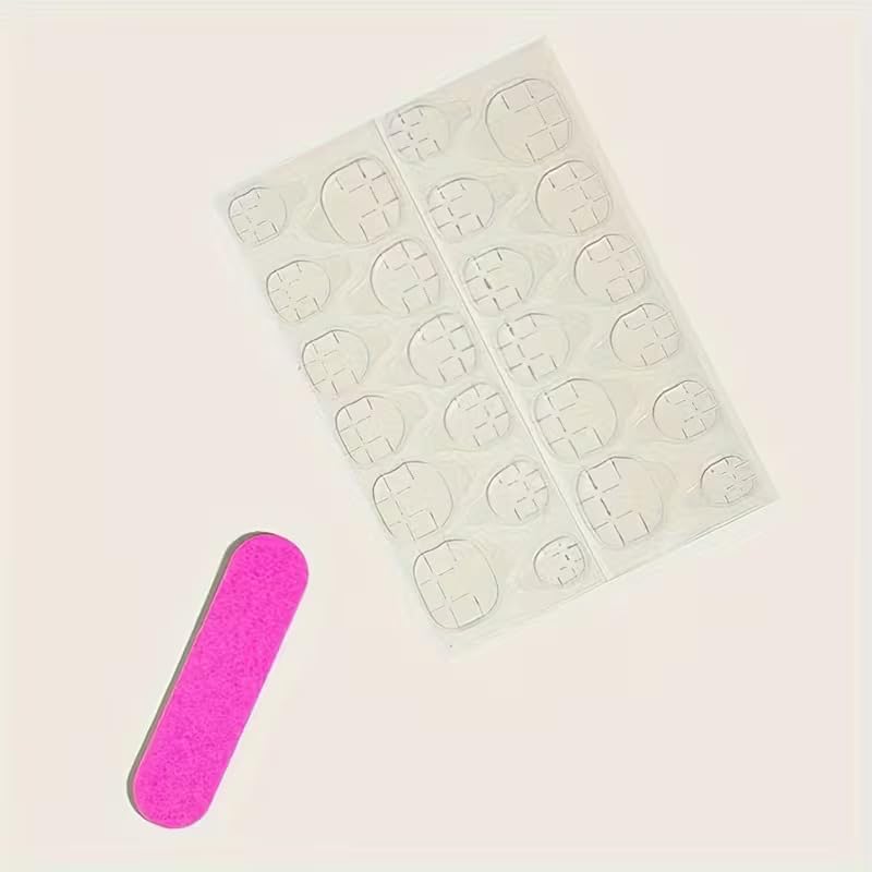 French Press On Nails Almond White Tip Acrylic Fake Nails, 24pcs