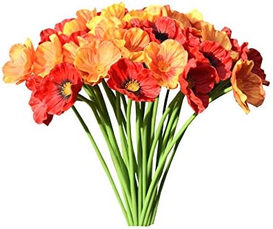 Mandy S 安心の実績 高価 買取 強化中 造花ポピーフラワー 結婚式 家庭 キッチン 12 5インチ 花瓶は含まれません Pu