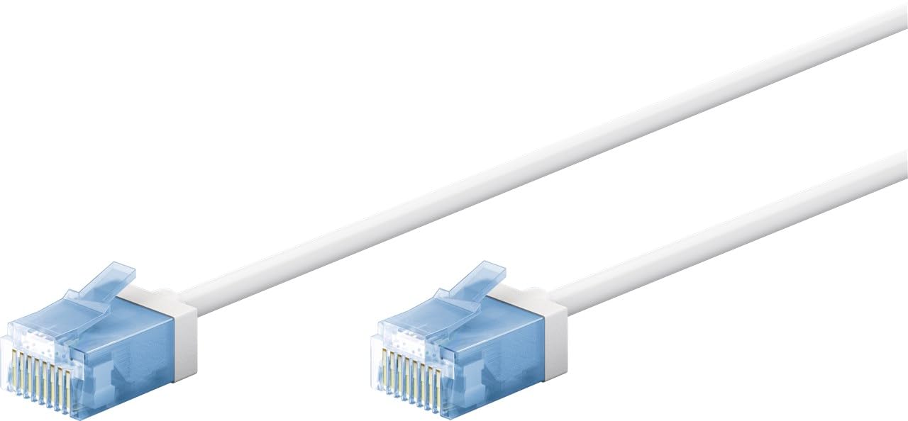 Goobay 74299 CAT 6A Patch Cable - Slim/Ultra Flexible RJ45 CAT 6A Network Cable / 10 Gbit/s LSZH, Kink Protection/White 5 m