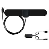 Bamshoot Upgraded 50 Miles TV Antenna Long Range Digital Free HDTV Antenna Amplifier TV Indoor Antenna Clear Home High Reception Best Indoor Antenna for TV with 16ft Cable USB TV Tuner - Black