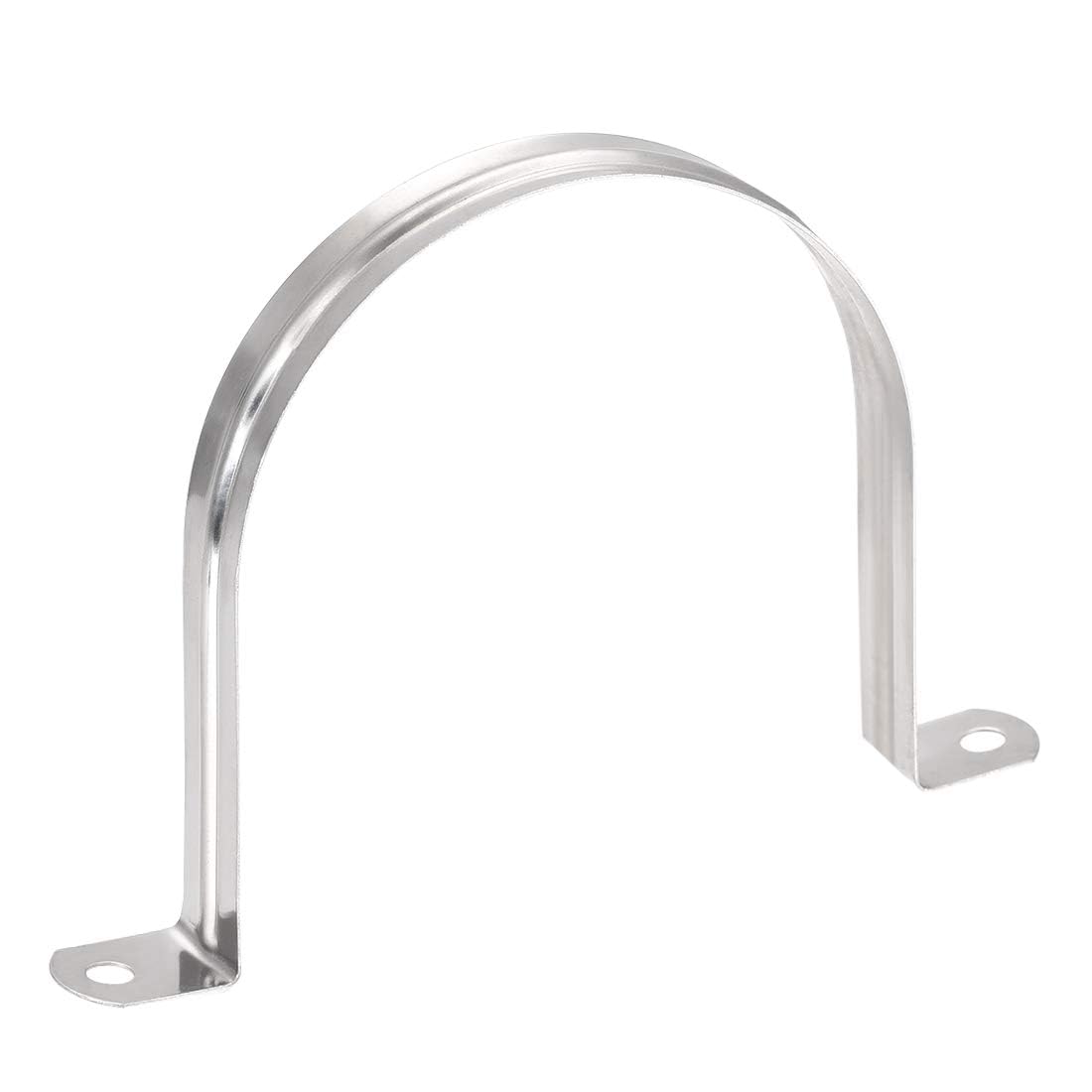 TA-VIGOR 4Pcs Rigid Pipe Straps, 100mm 2 Holes Stainless Steel Tension Tube Clip Clamp, Heavy Duty Conduit Clamps for Pipe Tube Wire Fixing, Laying Plumbing, Electricity, Exhaust