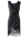 Vijiv Women's 1920's Vintage Gatsby Bead Sequin Art Nouveau Deco Flapper Dress