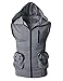 H2H Mens Fashion Active Slim fit Sleeveless Hoodie Zip with Pockets GRAYBLACK US XL/Asia XL (CMOHOSL01)