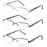 Half Rimmed Rectangular Reading Glasses For Mens - Free Microfiber Cleaning Pouch +2.25 Value 3 Pack
