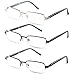 Specs Half Rimmed Rectangular Reading Glasses For Men - Free Microfiber Cleaning Pouch +1.25 Value 3 Pack