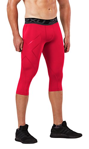 2xu men s lkrm 3/4 compression tights, red, large