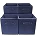 Sorbus Foldable Storage Cube Basket Bin (4 Pack, Navy Blue)