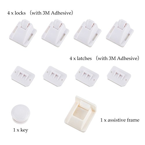 image for Baby Proof Magnetic Cabinet Safety Locks, CO-Z Hidden Magnetic Latch L