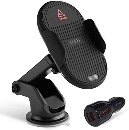 Adonit [Qi Certified] Adapter Included Wireless Car Charger Mount, Auto Clamping 7.5W /10W Fast Charging Car Phone Compatible with iPhone Xs/Xs Max/XR/X/ 8/8 Plus, Samsung S10 /S10+/S9/S9+