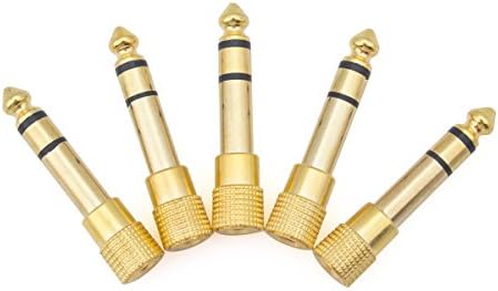 Gold Plated 6.35mm (1/4 Inch) Mono Plug to 3.5mm Stereo Jack Adaptor pack of 5