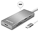 AVOTCH USB-C Digital AV Multi-Port Adapter, USB C Hub,3.1 Type C Hub, HDMI 4K Output, Card Reader, 3 USB 3.0 Ports for 2016 MacBook Pro and More USB C Devices - Grey