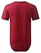 URBANCREWS Mens Hipster Hip Hop Basic Solid Quilted Longline T-Shirt Red, XL