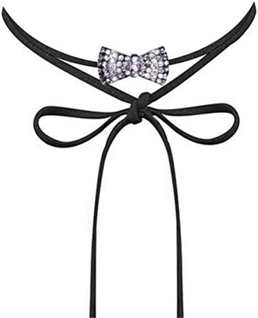 Lariat Choker Necklace Layer for Women Girls with Pendant Rhinestone Crystal Bow Velvet Black Adjustable