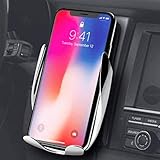 Automatic Clamping Wireless Car Charger Mount - Car Charger Holder for iPhone XR XS Max X 8 8+,10W Fast chargeing for Samsung All.Infrared Motion Sensor Automatic Open and Clamp for Safe Driving