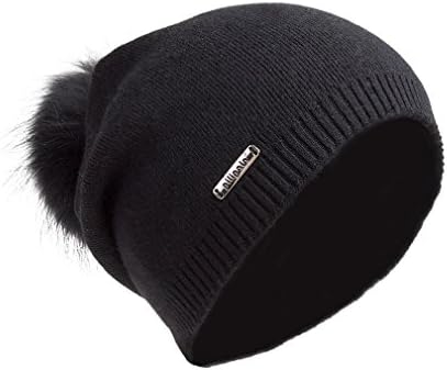 Pilipala Women's Slouchy Beanie Hat with Fur Pompom Warm Winter Hat