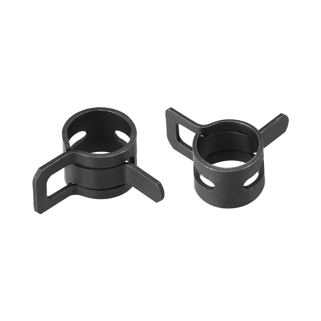 uxcell Steel Band Clamp 9mm Inner Dia Fit 9.5-10.2mm OD Hose Spring Band Type Action Fuel Line Silicone Tube Clip Clamp Black 20Pcs