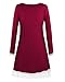 OUGES Women's Long Sleeve Lace Stitching Trim Casual Dress(Wine,XL)
