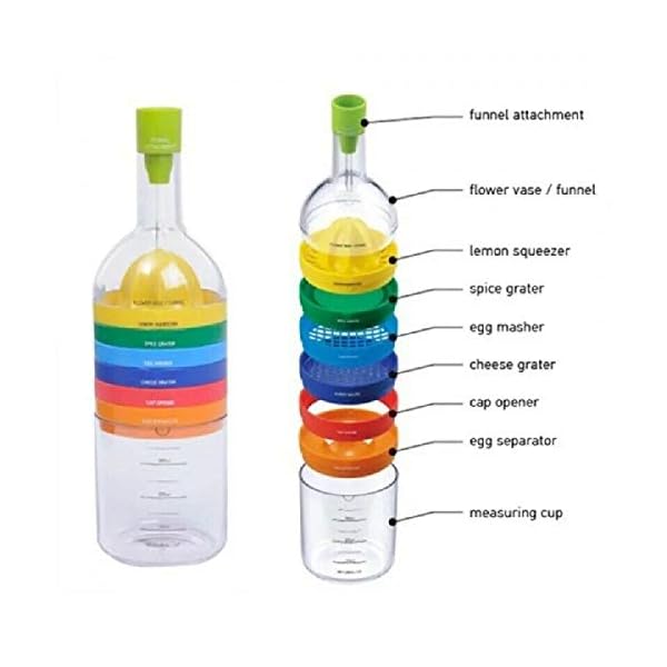 J Jaksons 8 in 1 Kitchen Bottle Tool Multi-Functional Kitchen Gadget Tools (Funnel, Lemon Squeezer, Spice Grater, Potato…