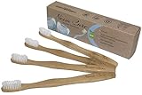 Natural Bamboo Toothbrush Adults Medium Bristles Multi-pack of 4. Perfect for Health Brushing and White Smiling, Eco and Environmentally Safe 100% Biodegradable