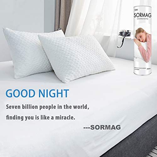 SORMAG Bed Pillows for Sleeping (2 Pack), Adjustable Shredded Memory Foam Pillow, Cooling Bamboo Pillow Neck Support for Back, Stomach, Side Sleepers-Queen Size - Thumbnail 5