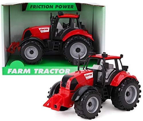Toyland® Friction Powered Farm Tractor with Opening Hat – Available in Pink, Blue, Red & Green (Red)