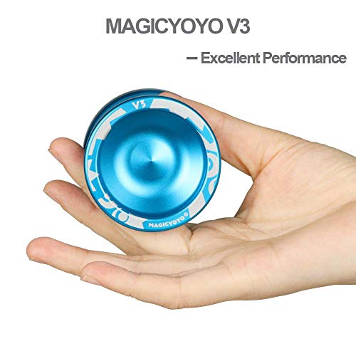 YOSTAR Yoyos for Kids, High Performance MAGICYOYO V3 Alloy Aluminum Metal Yoyo Responsive Blue Yoyo with Extra 5 Strings, Yoyo Glove, Holster
