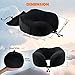 ZAMAT Breathable & Comfortable Memory Foam Travel Pillow, Adjustable Travel Neck Pillow for Airplane Travel, 360° Stable Neck Support Airplane Pillow with Soft Velour Cover, Portable Bag (Dark Black)