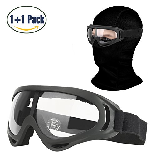 Balaclava & Ski Goggles Sets, Ultralight Balaclava Face Mask Windproof Ski Hood + UV400 Protection Anti-fog Ski Goggles for Cycling Biking Ski and Snowboard