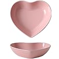 WAIT FLY Colorful Heart Shaped Ceramic Salad Bowls, Dessert Bowls, Ice Cream Bowls, Serving Bowls for Cereal Soup Snacks Appetizer-1 PCS-Pink-6.5 Inch