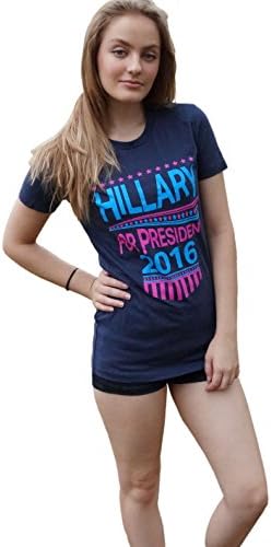 Hillary Clinton for President 2016 Wavy 2-Color Bella T-Shirt for Women (X-Large, Navy)