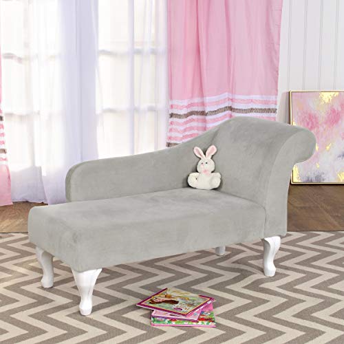HomePop Youth Chaise Lounge, Gray Velvet Pricepulse